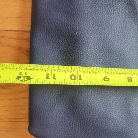 Joy Mangano Blue Leather Tote Bag With Brown Handles - Picture 7 of 12